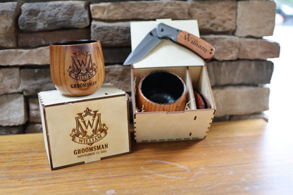 Personalized Groomsmen Gift Set – Whiskey Cup, Knife & Box — image 10