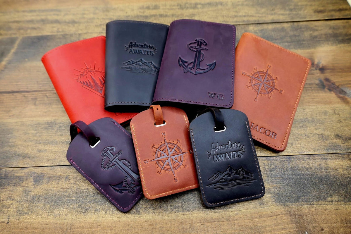 Personalized Leather Passport Wallet & Luggage Tag Set — image 1