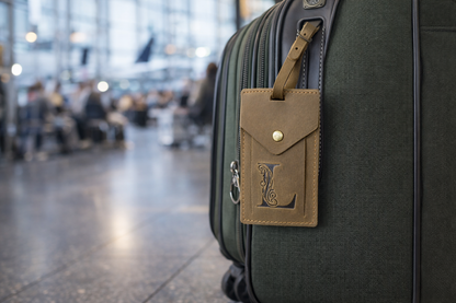 Custom Leather Luggage Tags with Logo: Personalized Travel Accessories, Hot Stamped Business Gift, Corporate Travel Gift