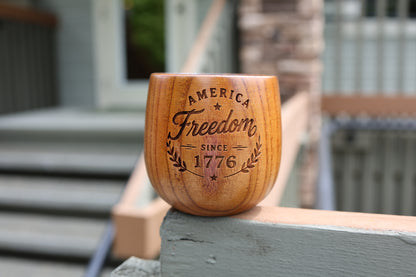 Personalized Wooden Whiskey Cup, Engraved Groomsmen Gift, Rustic Wood Mug