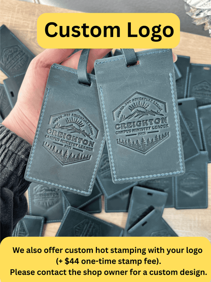 Custom Leather Luggage Tags with Logo: Personalized Travel Accessories, Hot Stamped Business Gift, Corporate Travel Gift