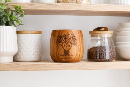 Personalized Wooden Whiskey Cup, Engraved Groomsmen Gift, Rustic Wood Mug