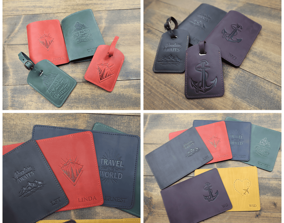 Personalized Hot-Stamped Passport Cover & Travel Set