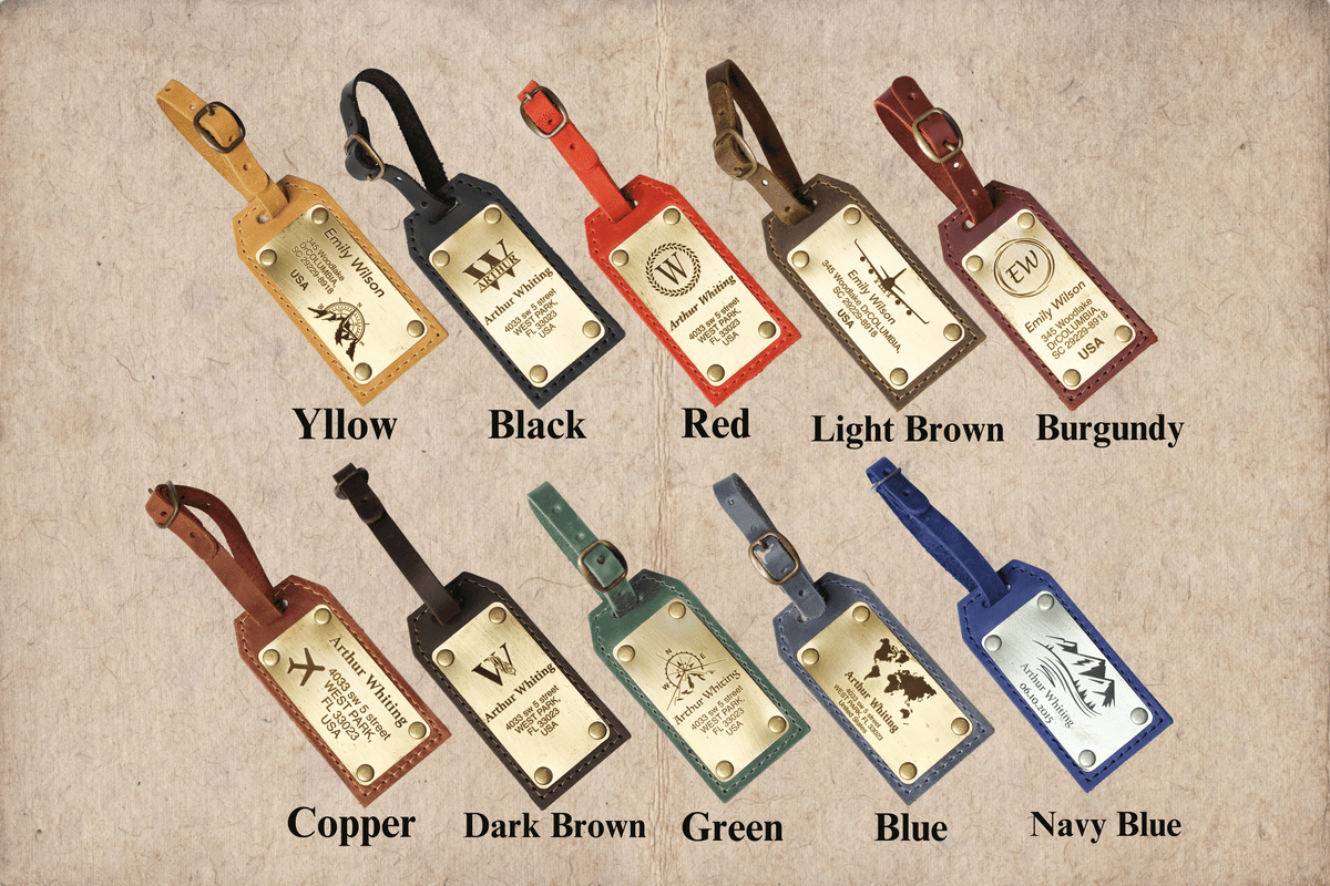 Personalized Leather Luggage Tag – Brass Plate