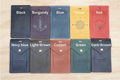 Custom Leather Luggage Tags with Logo: Personalized Travel Accessories, Hot Stamped Business Gift, Corporate Travel Gift