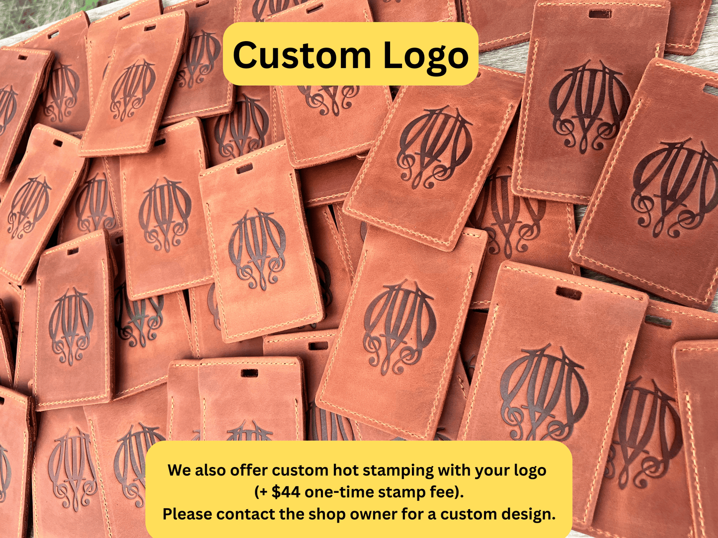 Custom Leather Luggage Tags with Logo: Personalized Travel Accessories, Hot Stamped Business Gift, Corporate Travel Gift