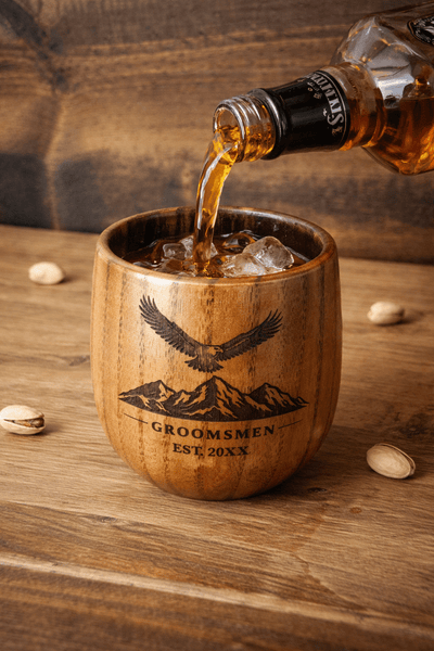 Personalized Wooden Whiskey Cup – Engraved