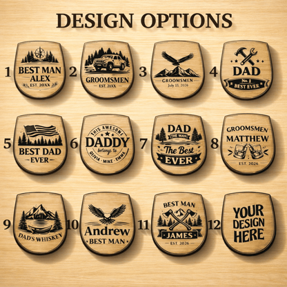 Personalized Wooden Whiskey Cup, Engraved Groomsmen Gift, Rustic Wood Mug
