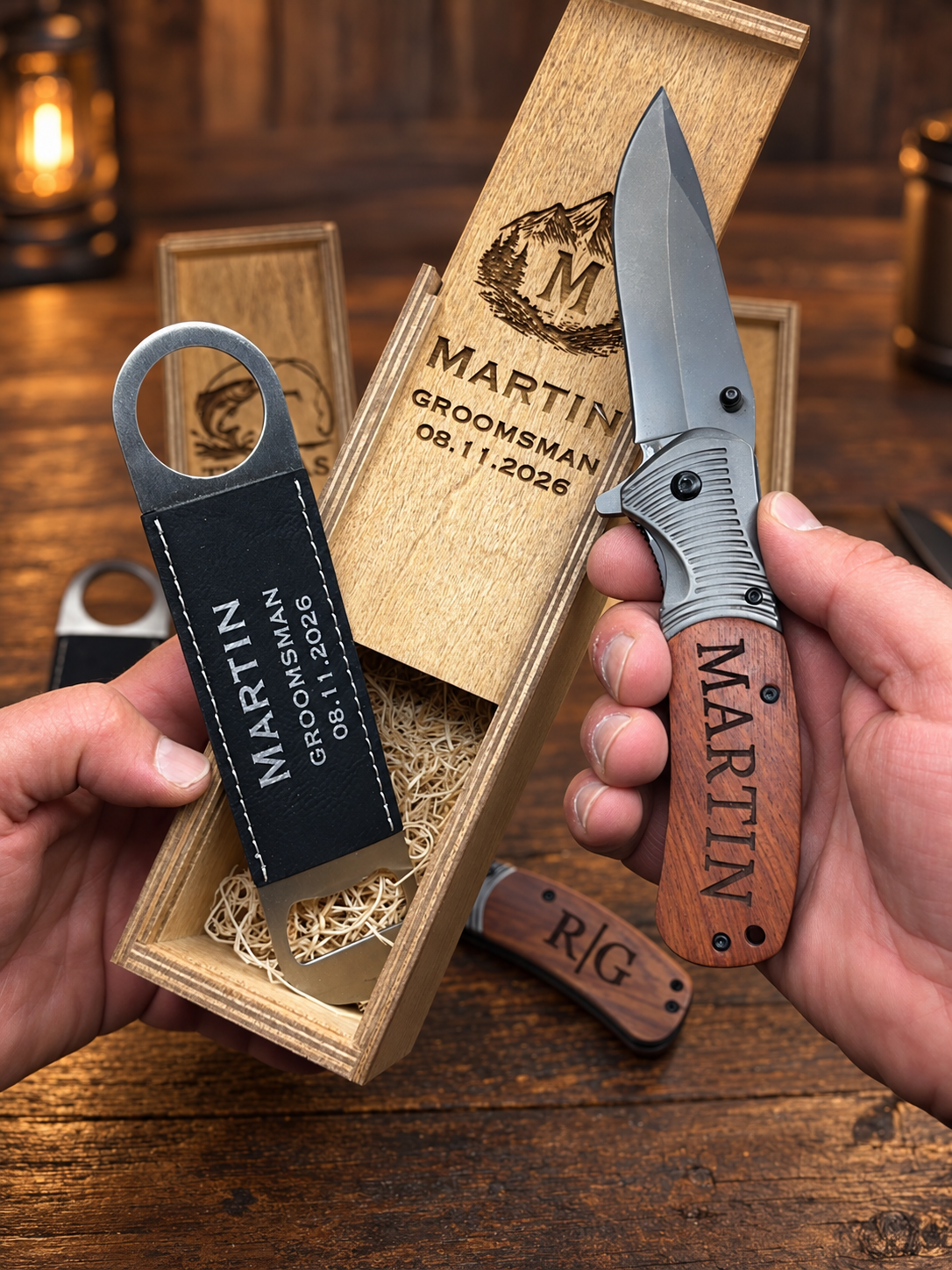 Personalized Engraved Pocket Knife Gift Set
