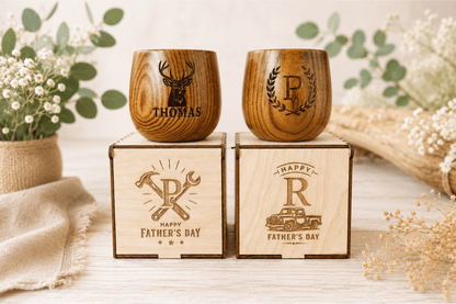 Personalized Wooden Whiskey Cup, Engraved Groomsmen Gift, Rustic Wood Mug