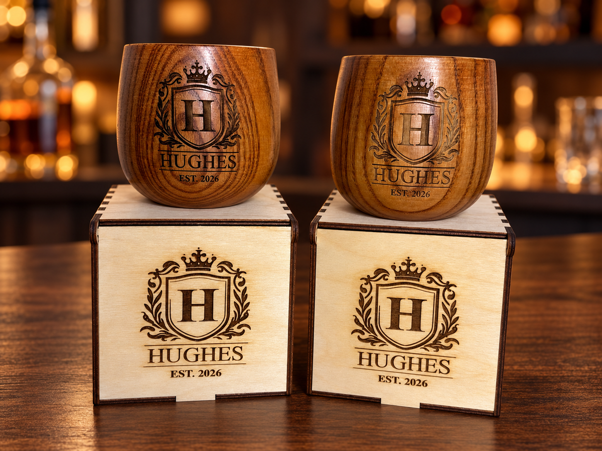 Personalized Wooden Whiskey Cup – Engraved