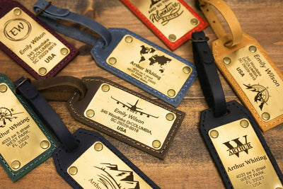 Personalized Leather Luggage Tag – Brass Plate