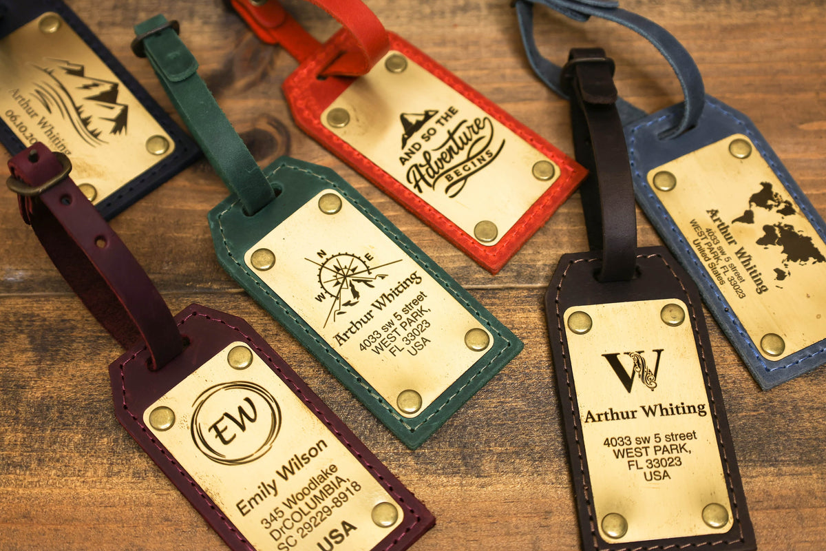 Personalized Leather Luggage Tag – Brass Plate