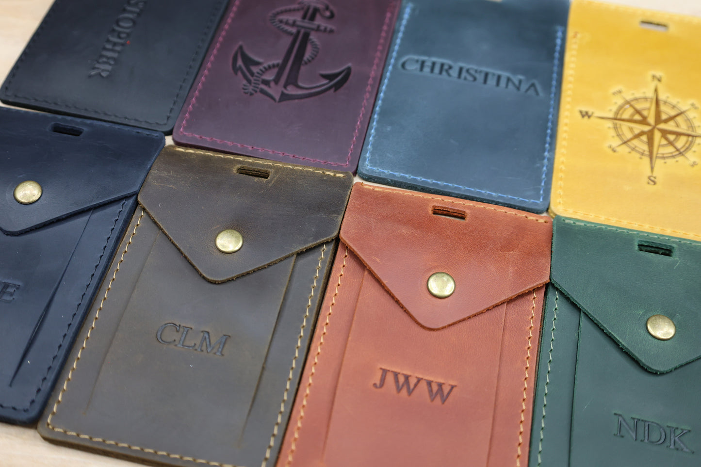 Custom Leather Luggage Tags with Logo: Personalized Travel Accessories, Hot Stamped Business Gift, Corporate Travel Gift