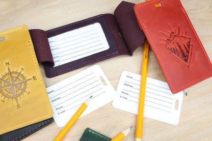 Custom Leather Luggage Tags with Logo: Personalized Travel Accessories, Hot Stamped Business Gift, Corporate Travel Gift