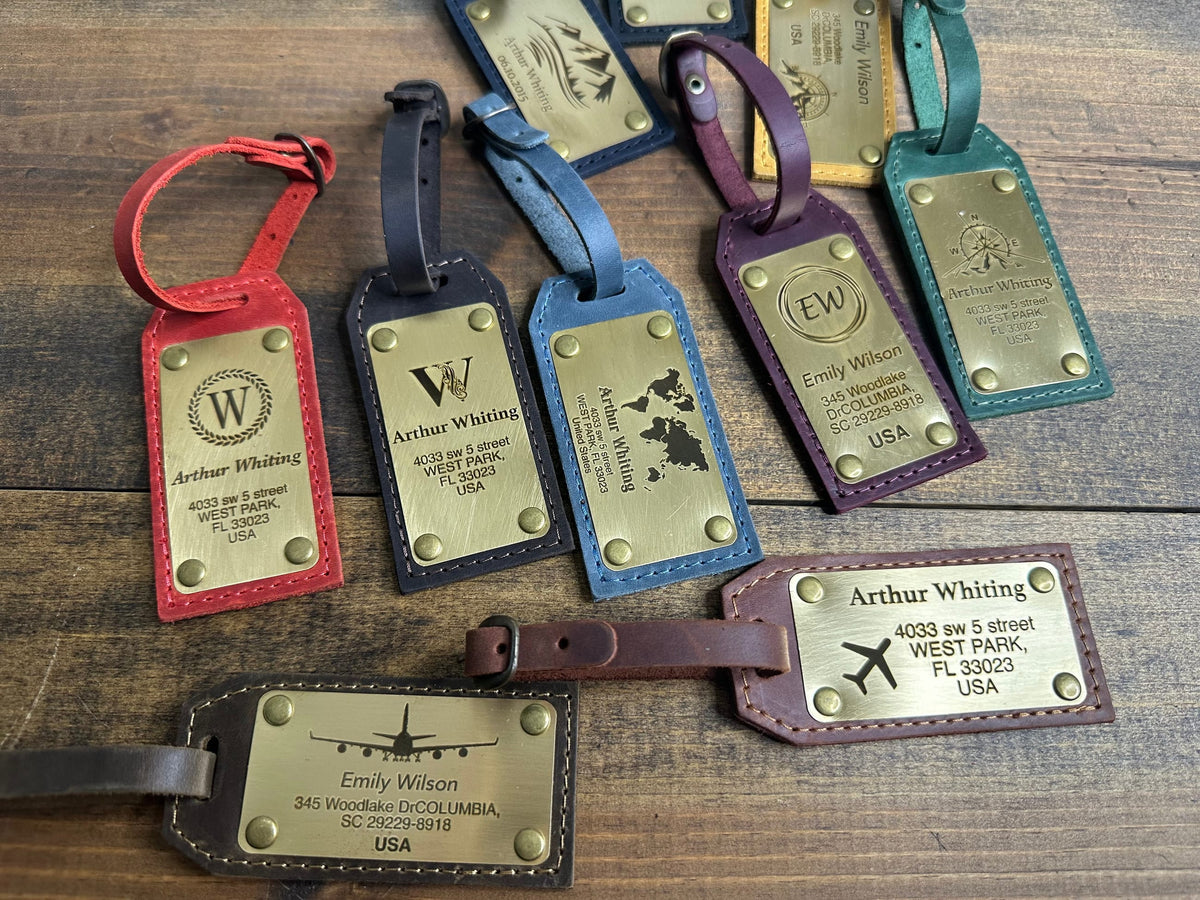 Personalized Leather Luggage Tag – Brass Plate