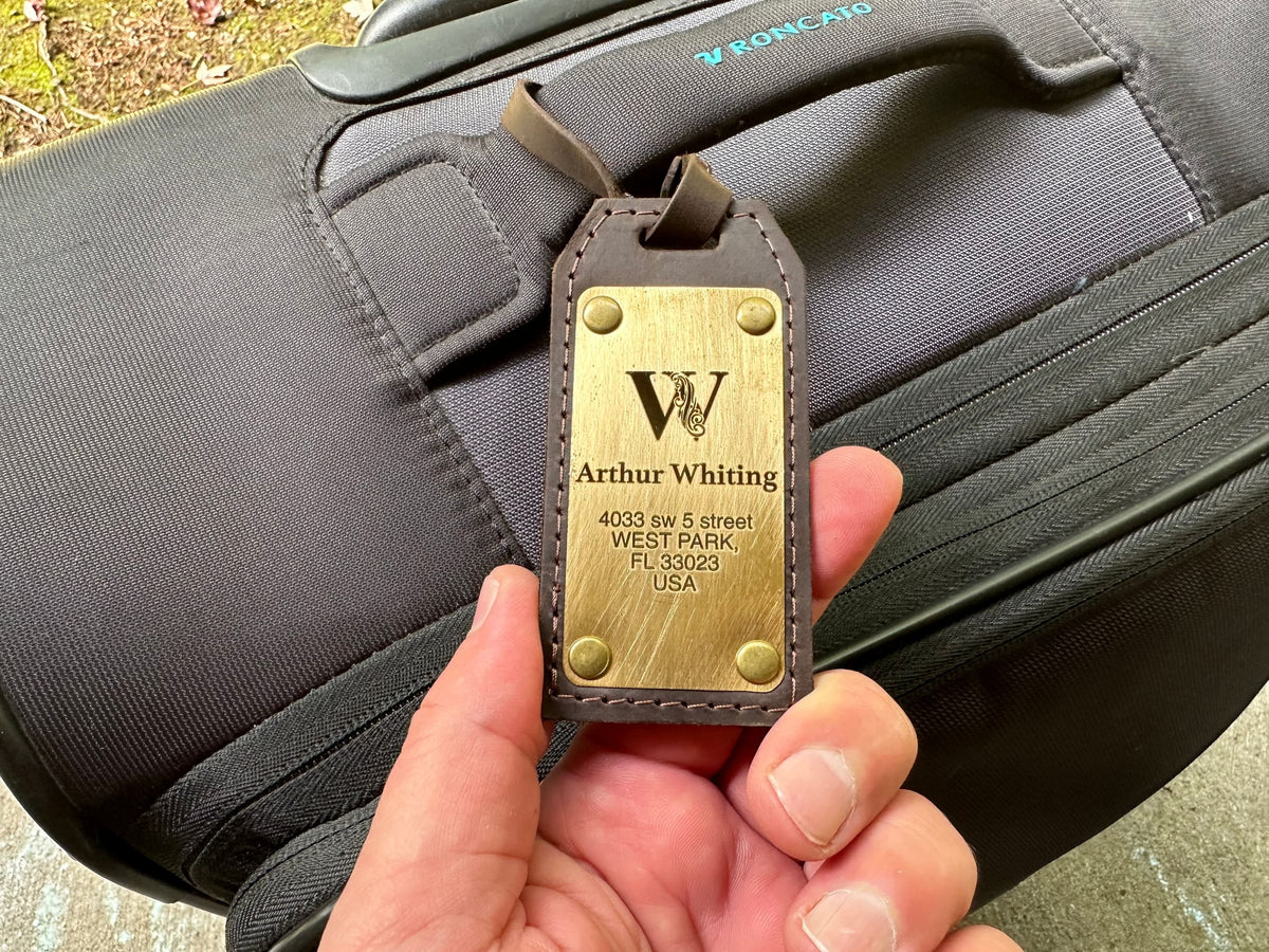 Personalized Leather Luggage Tag – Brass Plate