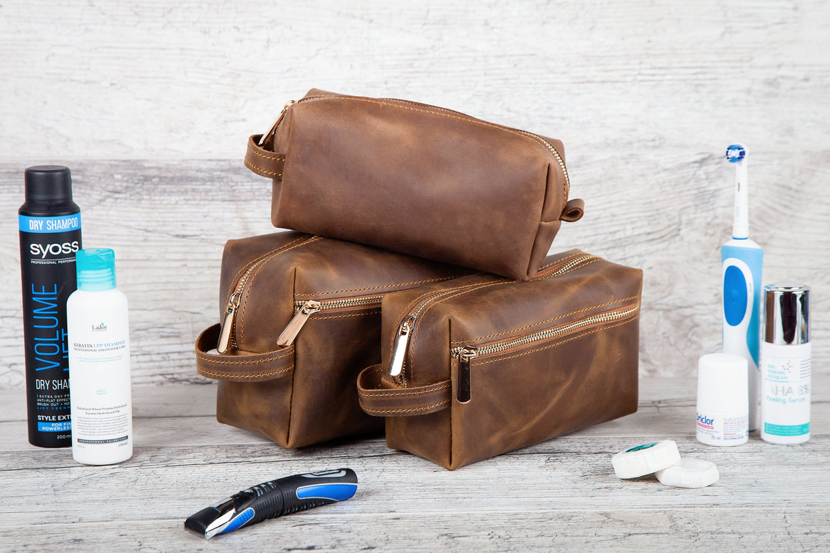 Personalized Leather Dopp Kit – Christmas Gift