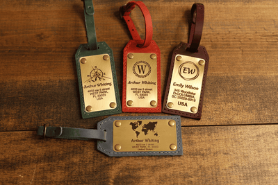 Personalized Leather Luggage Tag – Brass Plate