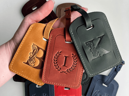 Personalized Leather Luggage Tag: Custom Hot Stamped Travel Tag