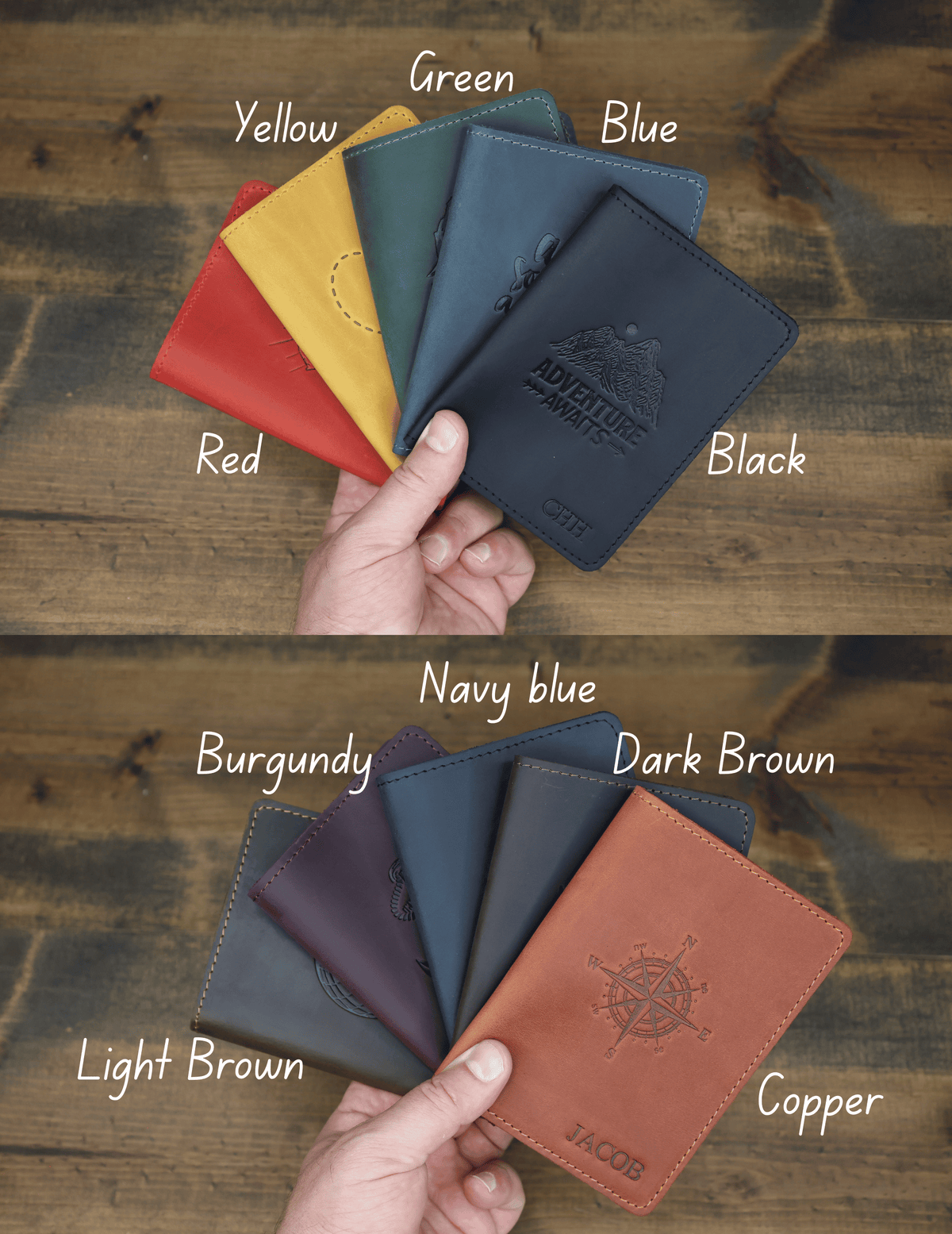 Personalized Leather Passport Wallet & Luggage Tag Set