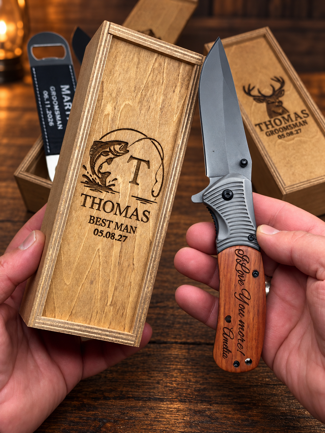 Personalized Engraved Pocket Knife Gift Set