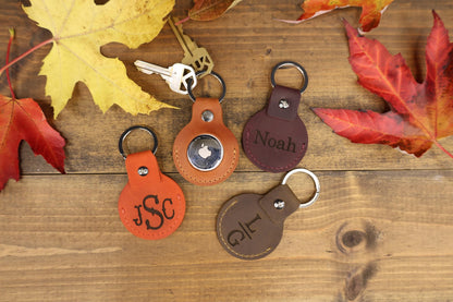 Personalized Leather AirTag Keychain, Minimalist Handmade Holder, Gift for Him — image 2