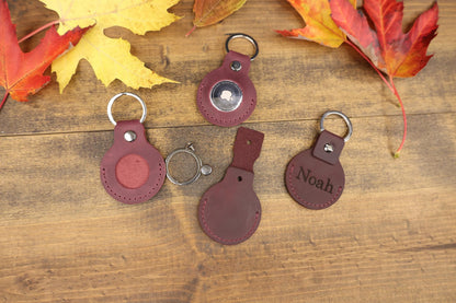 Personalized Leather AirTag Keychain, Minimalist Handmade Holder, Gift for Him — image 7