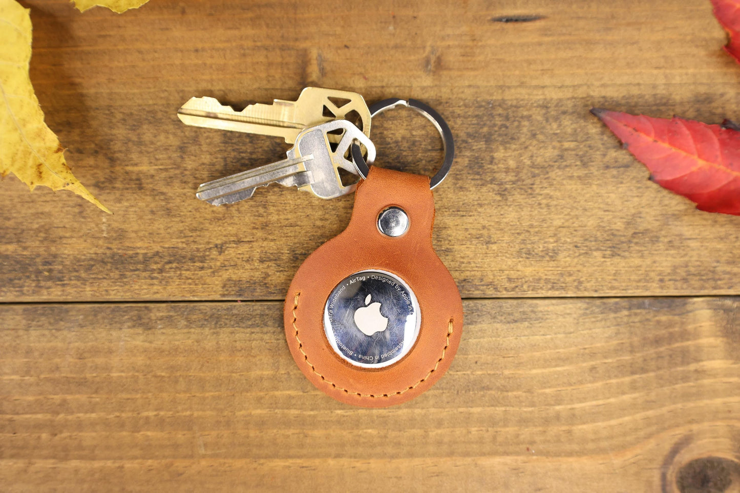 Personalized Leather AirTag Keychain, Minimalist Handmade Holder, Gift for Him — image 8
