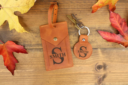 Personalized Leather AirTag Keychain, Minimalist Handmade Holder, Gift for Him — image 9