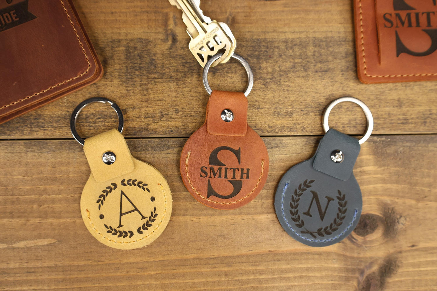 Personalized Leather AirTag Keychain, Minimalist Handmade Holder, Gift for Him — image 10