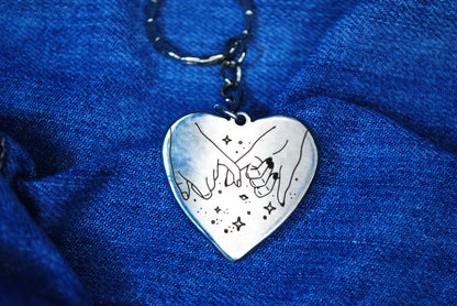 Personalized Stainless Steel Heart Keychain, Engraved Keepsake — image 1