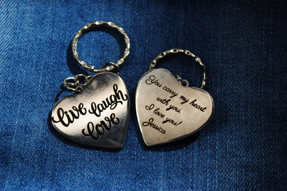 Personalized Stainless Steel Heart Keychain, Engraved Keepsake — image 3