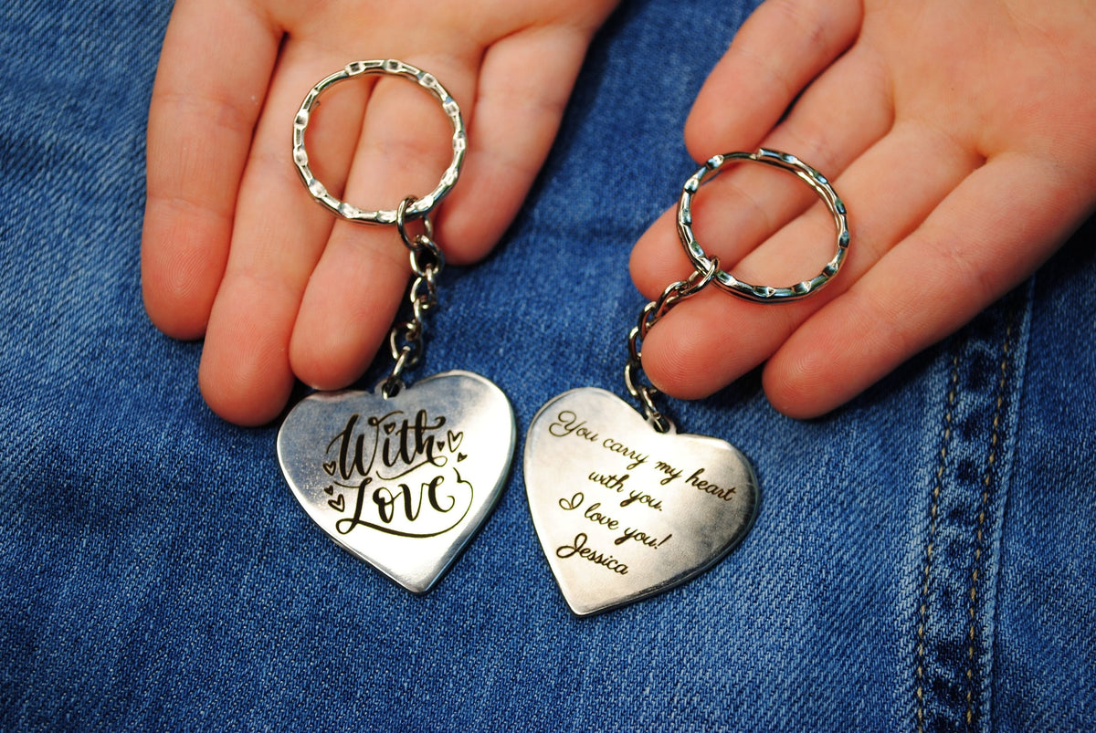 Personalized Stainless Steel Heart Keychain, Engraved Keepsake — image 4