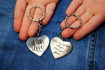 Personalized Stainless Steel Heart Keychain, Engraved Keepsake — image 4