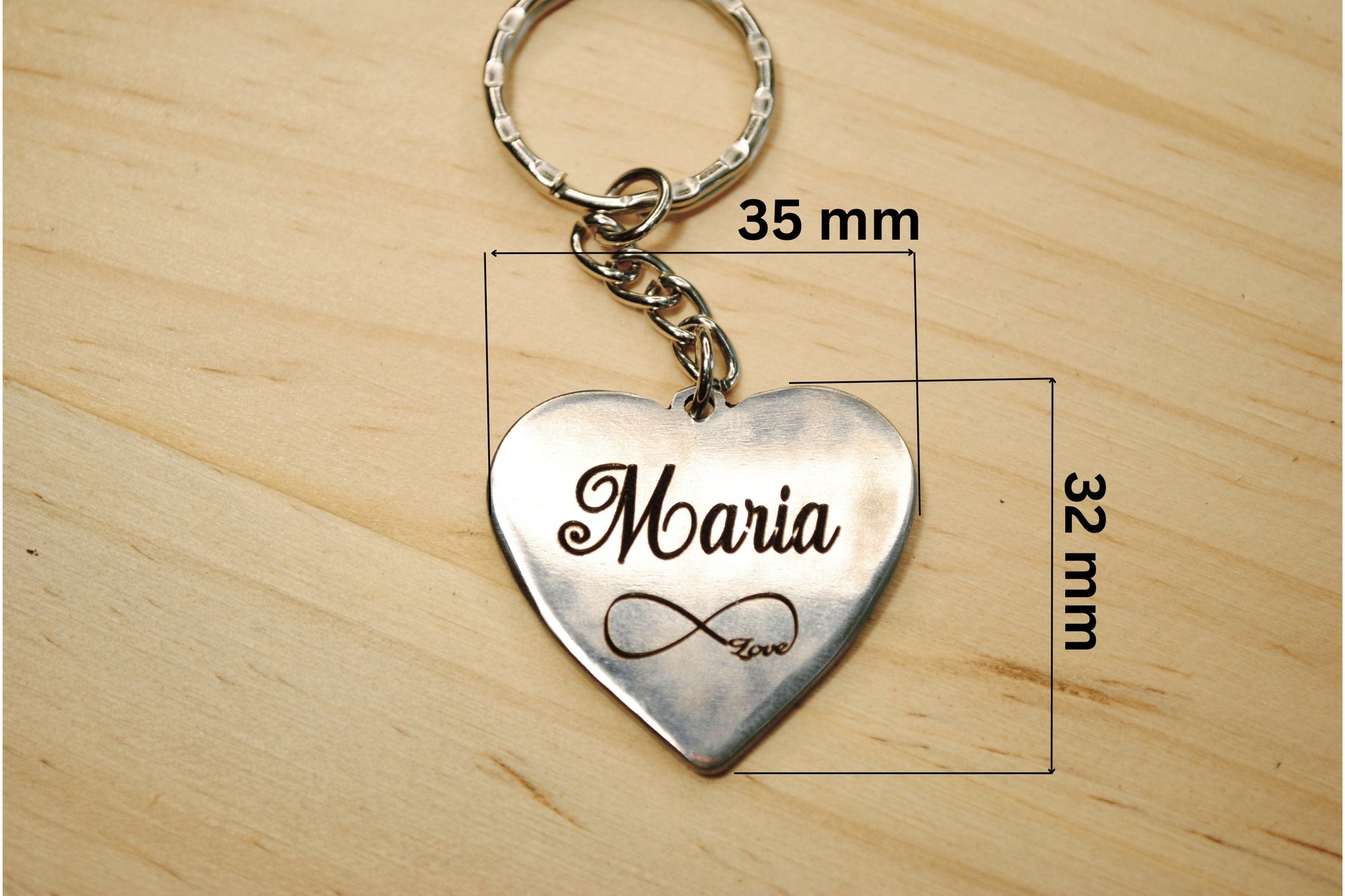 Personalized Stainless Steel Heart Keychain, Engraved Keepsake — image 7