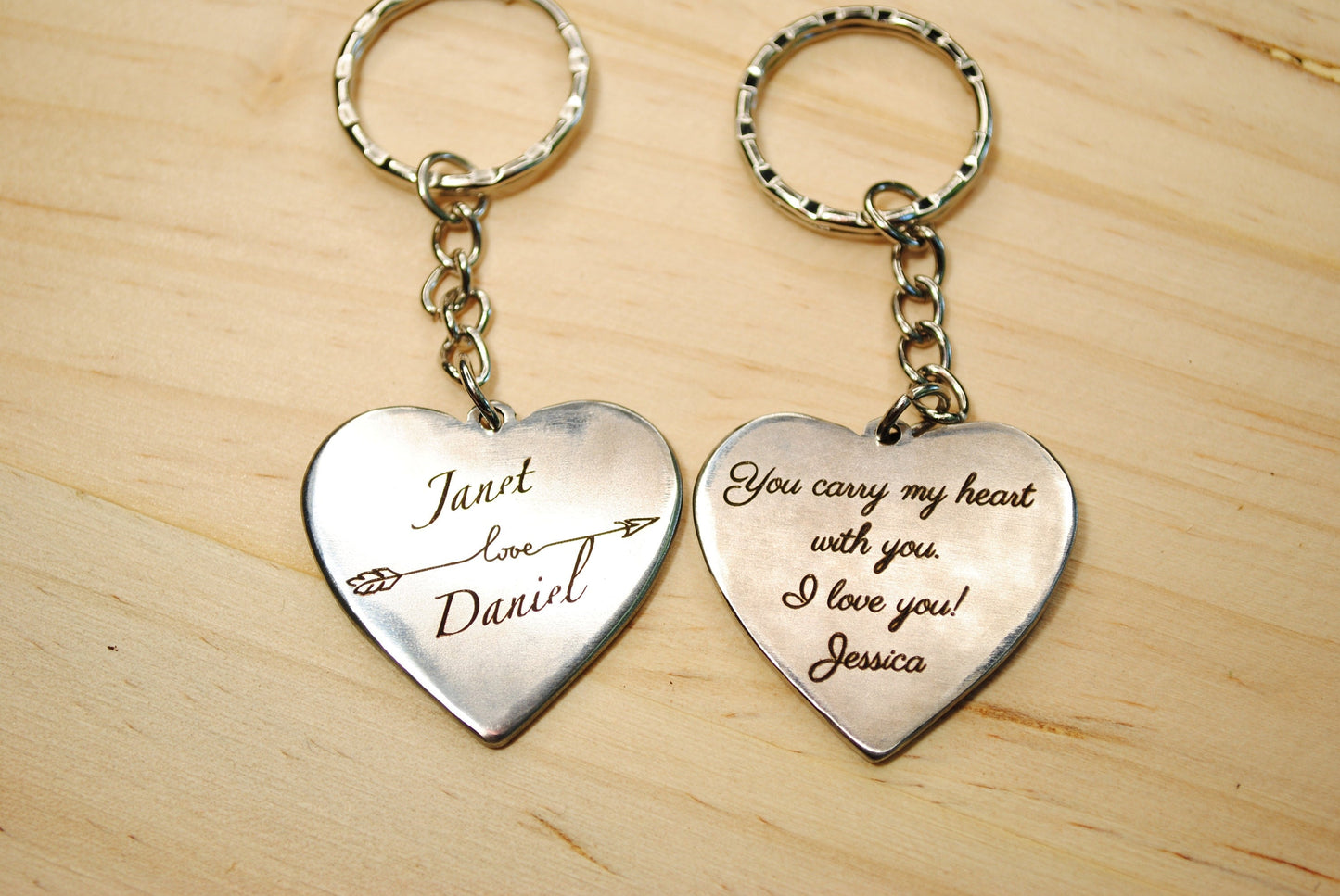 Personalized Stainless Steel Heart Keychain, Engraved Keepsake — image 9