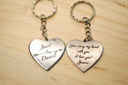 Personalized Stainless Steel Heart Keychain, Engraved Keepsake — image 9