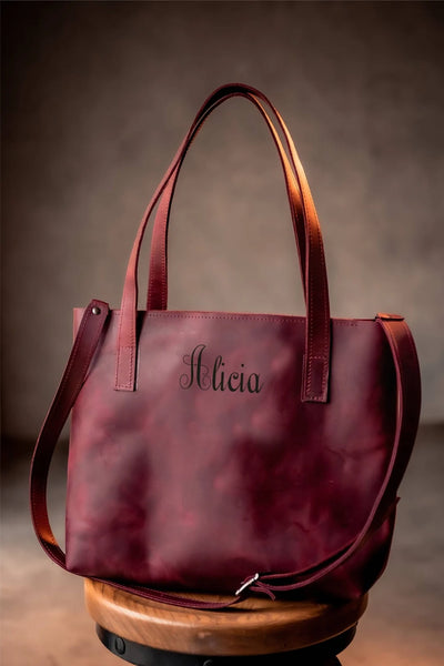 Personalized Women’s Leather Travel Tote