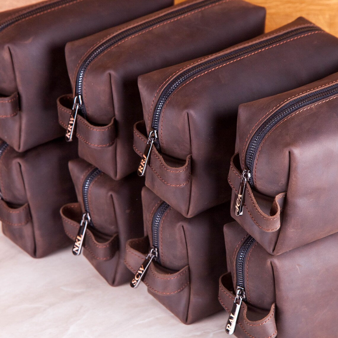Personalized Leather Dopp Kit – Initials