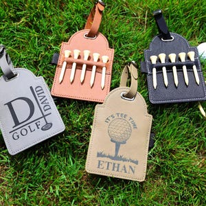 Personalized Golf Bag Tag with 5 Tees, Luxury Golf Gift, Custom Engraved Golf Tag, Premium Golf Accessory for Men