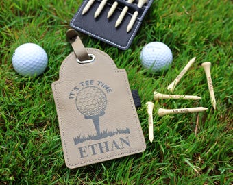 Personalized Golf Bag Tag with 5 Tees, Luxury Golf Gift, Custom Engraved Golf Tag, Premium Golf Accessory for Men