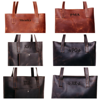 Personalized Genuine Leather Tote Bag