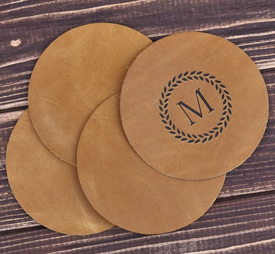 Personalized Leather Coasters – Set of 4