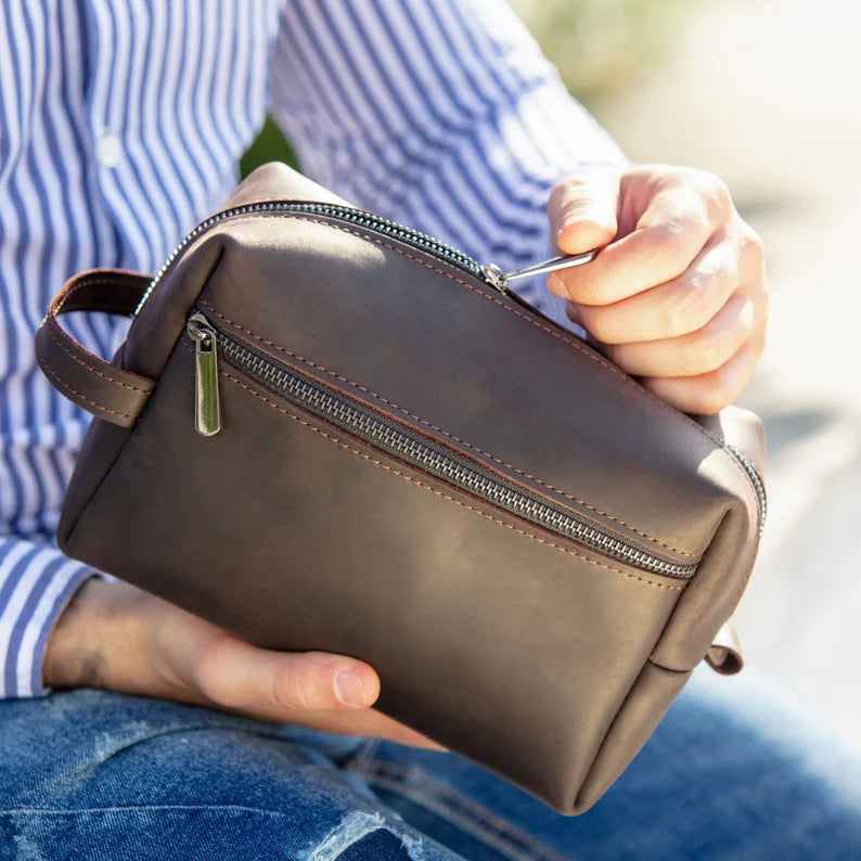 Men’s Leather Toiletry Bag Set