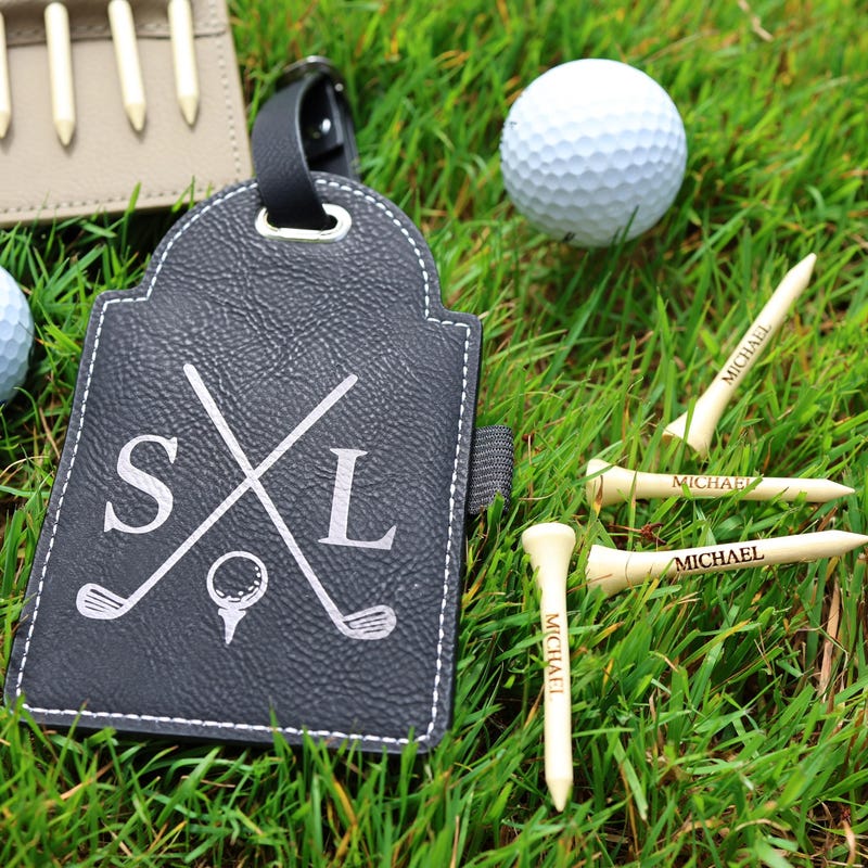 Personalized Golf Bag Tag with 5 Tees, Luxury Golf Gift, Custom Engraved Golf Tag, Premium Golf Accessory for Men