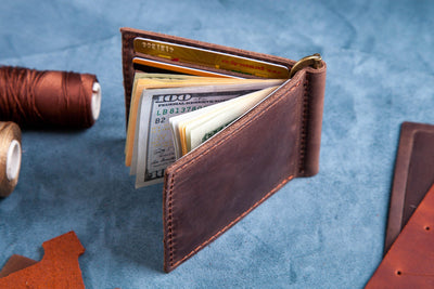 Personalized Minimalist Leather Money Clip Wallet