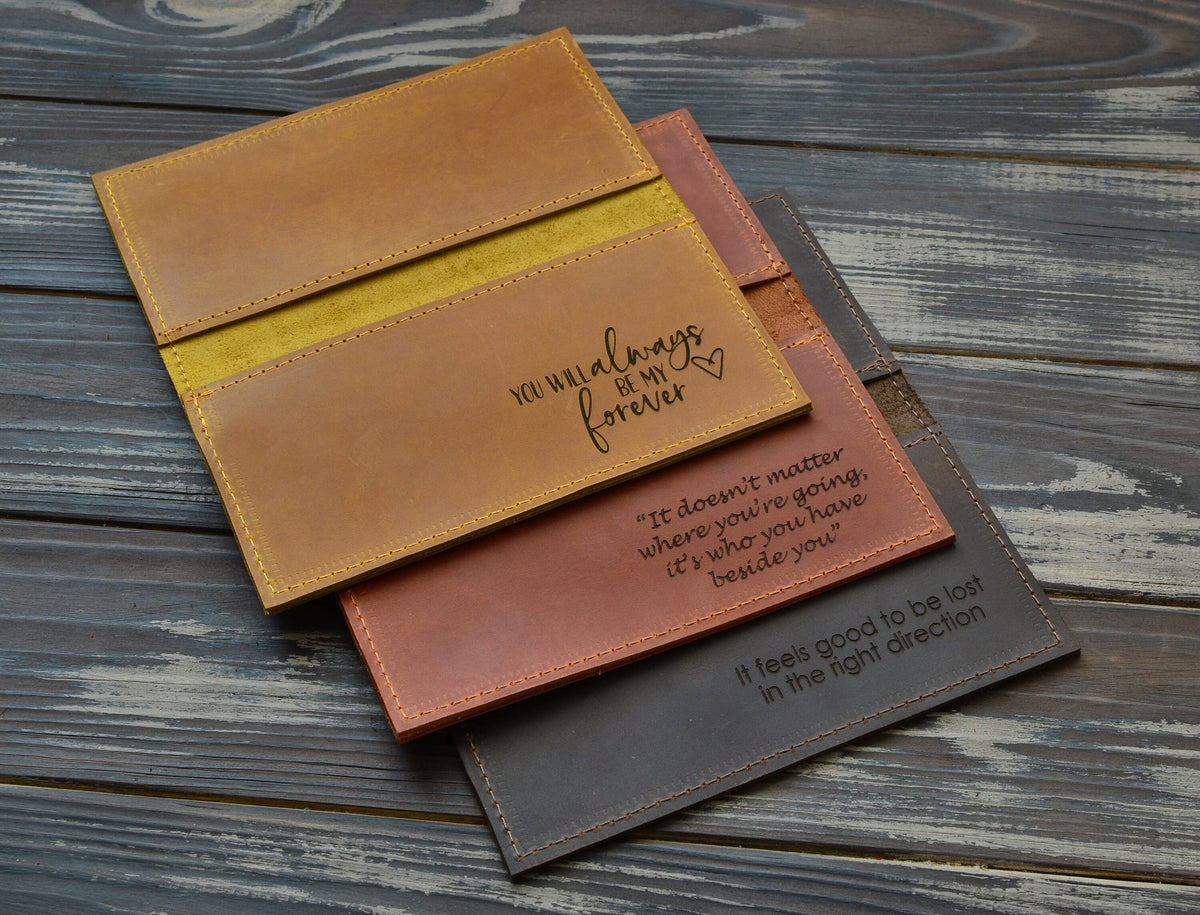 Personalized Leather Checkbook Cover