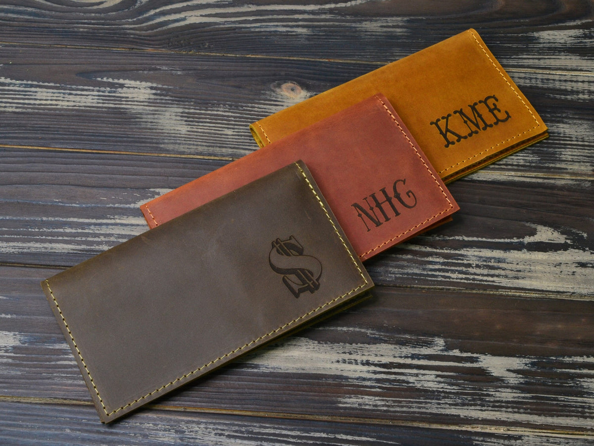 Personalized Leather Checkbook Cover