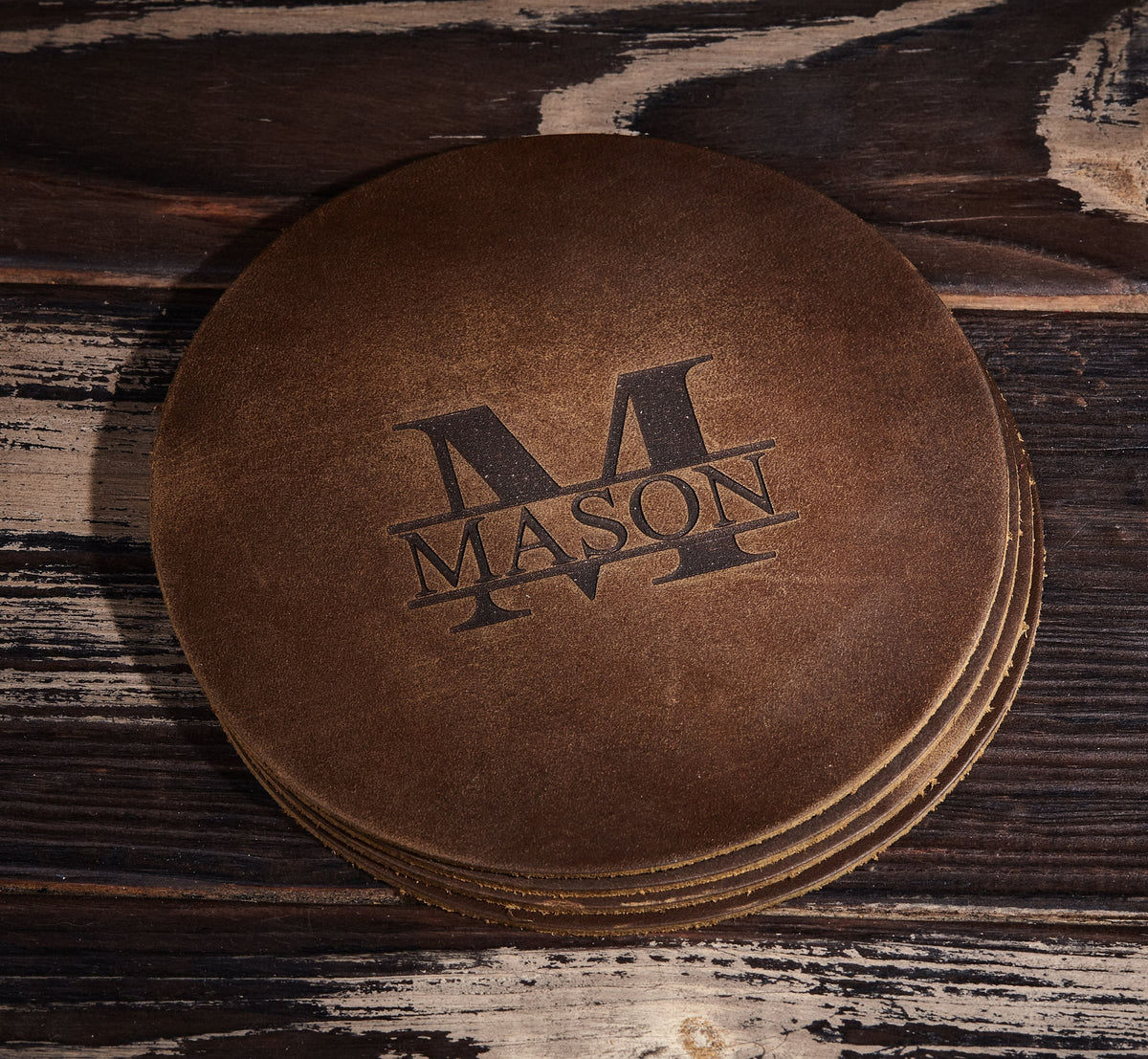Personalized Leather Coasters – Set of 4